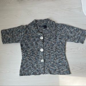 Wind River Blue and Brown Statement Buttons Woven Sweater Cardigan Size L